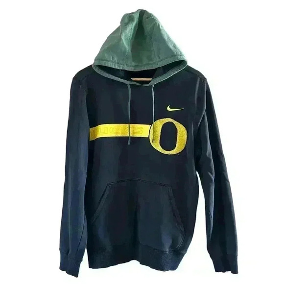Y2k 2000s NIKE University Oregon DUCKS Black Green Logo Hoodie S - Picture 2 of 7